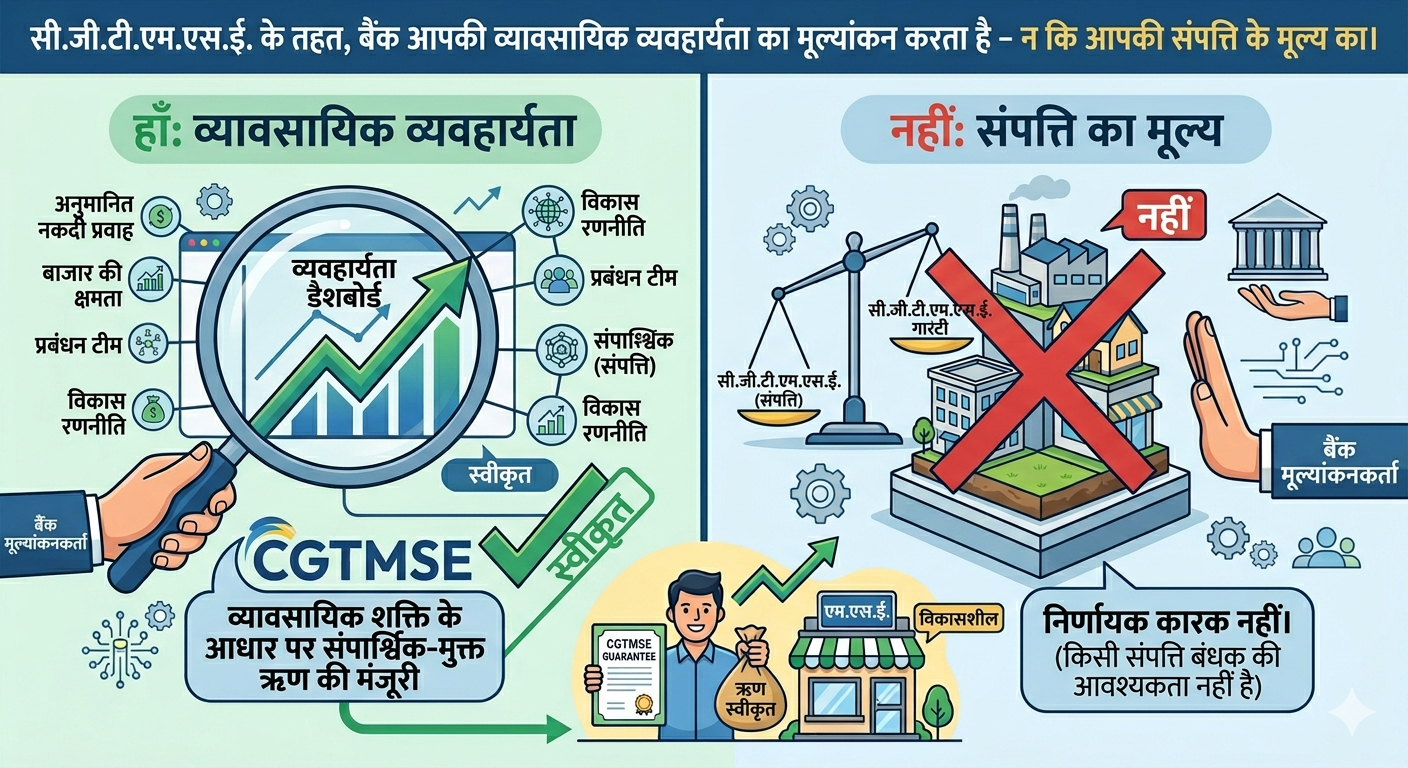 CGTMSE bank evaluation — business viability approved, property value not a factor